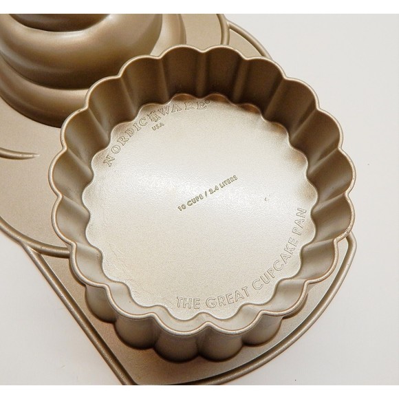 Nordic Ware Heavy Great Cupcake Cake Pan Williams Sonoma 10 Cup Mold Made in USA - Picture 5 of 8